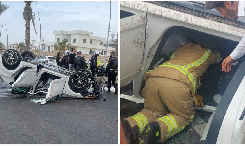 זירת התאונה. צילומים:כבאות מחוז דרום ואיציק אלבז, תיעוד מבצעי מד"א