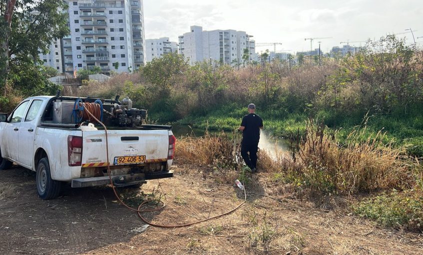 הדברת יתושים. צילום: דוברות עיריית אשקלון