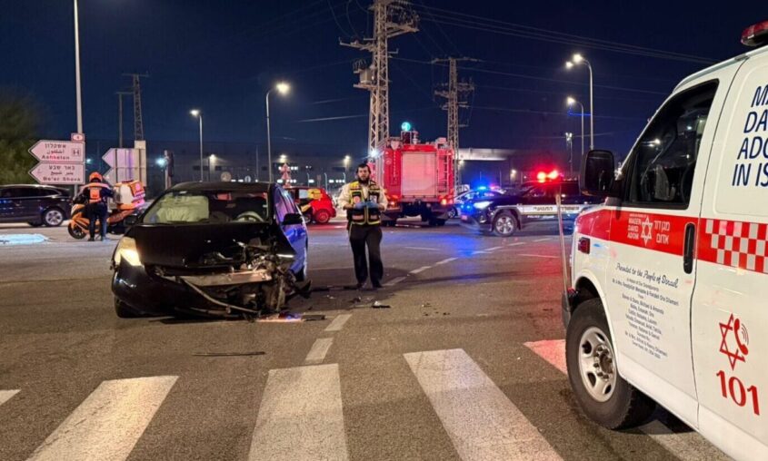 זירת התאונה בצומת ברכיה. צילום: תיעוד מבצעי מד"א