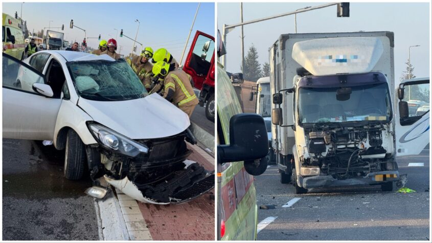 זירת התאונה בצומת בית שקמה. צילום: דוברות מד"א